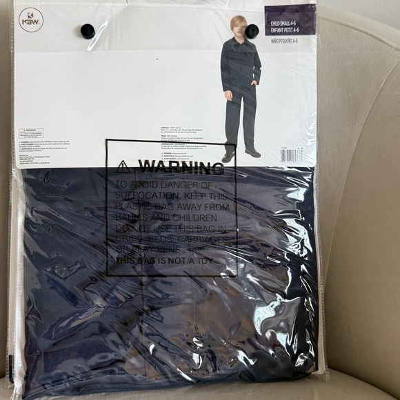 Navy Blue Killer Costume Coveralls for Kids, Size S 4-6 - Picture 3 of 5
